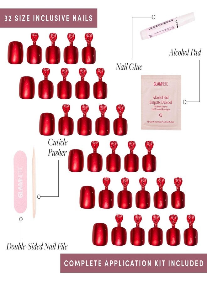Glamnetic Press On Toenails - Cherry Glaze | Bright Red Fake Toe Nails with a Glazed Finish | 16 Sizes - 32 Toe Nail Kit with Glue - Image 4